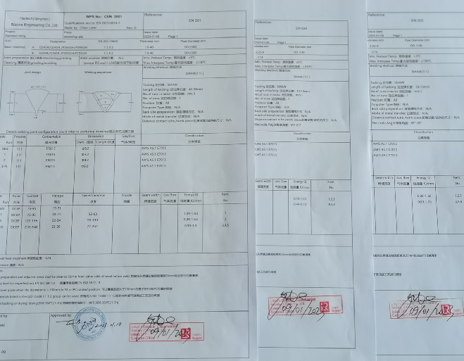 Approved WPS by LR/DNV